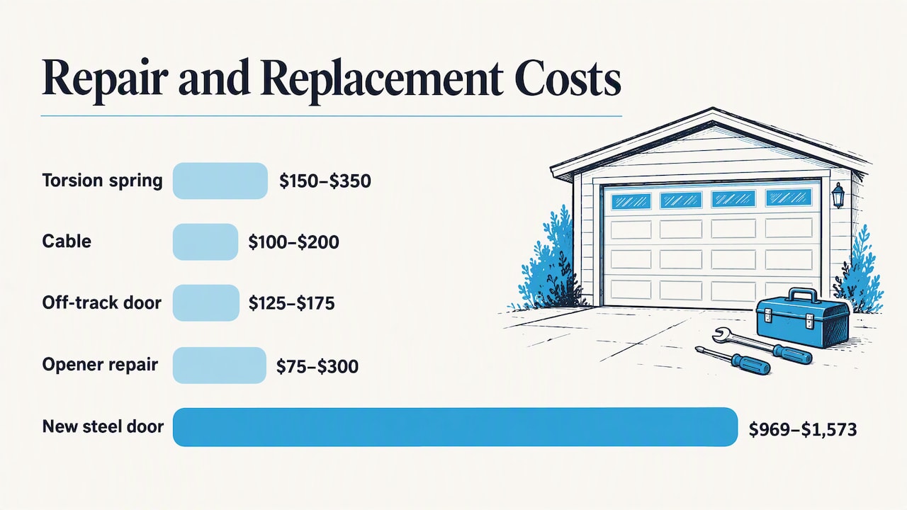 Ranges for common repairs and a new door